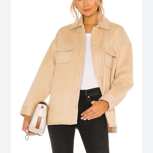 NEW Lovers + Friends x Revolve Belted Utility Fleece Jacket Beige Size XL - Picture 8 of 8